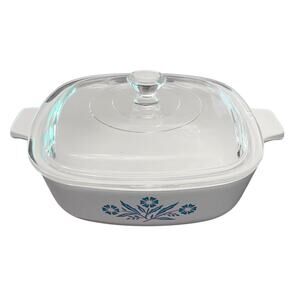 CORNINGWARE 1 Qt Casserole Dish With Lid C-15 BLUE CORNFLOWER 7"x7"